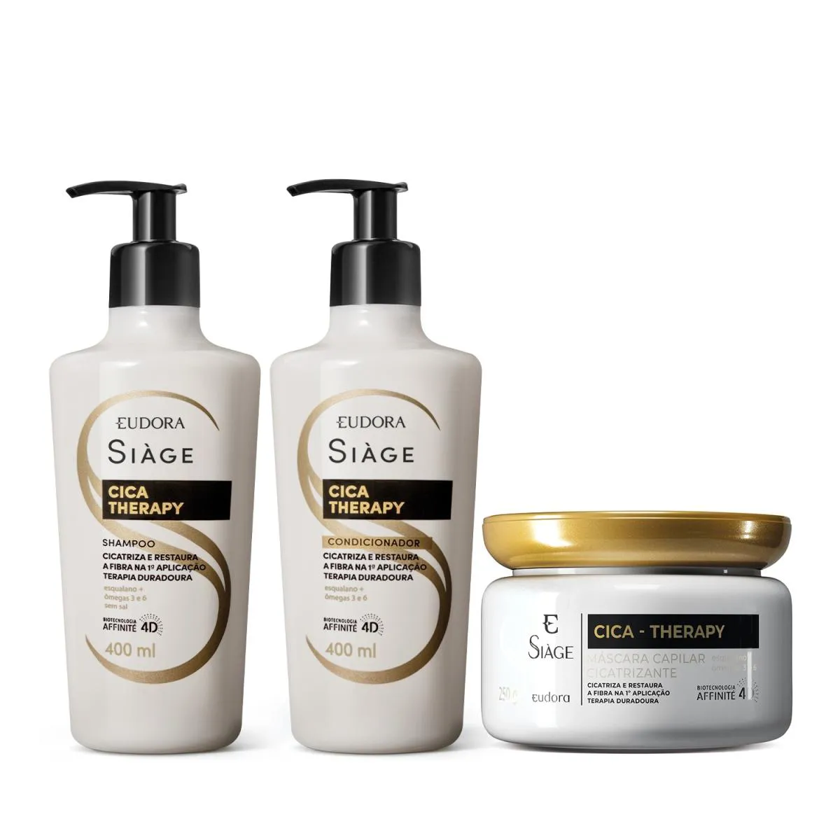 Combo Siàge Cica-Therapy: Shampoo 400Ml + Condicionador 400Ml + Máscara Capilar 250G