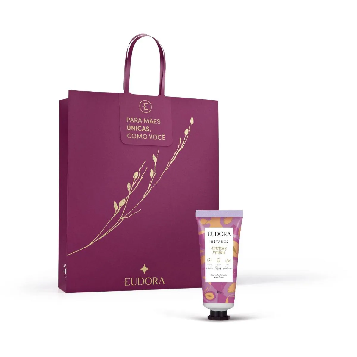Combo Presente Dia Das Mães Instance Ameixa E Praliné: Creme Para Mãos 30G + Sacola Tamanho M