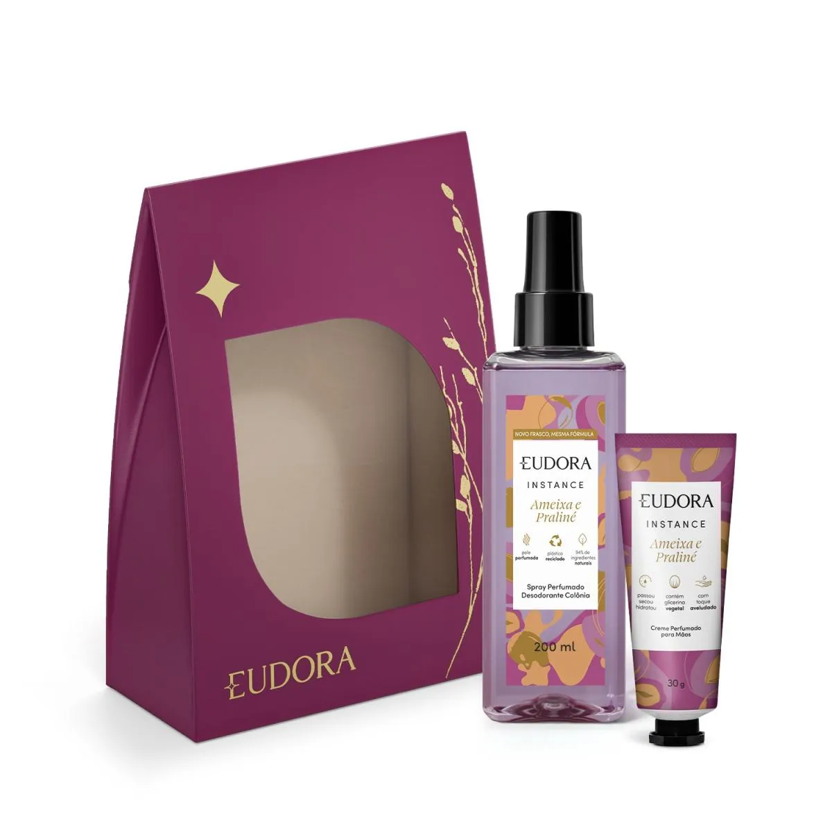 Combo Presente Dia Das Mães Instance Ameixa E Praliné: Creme Para Mãos 30G + Spray Perfumado 200Ml + Envelope P