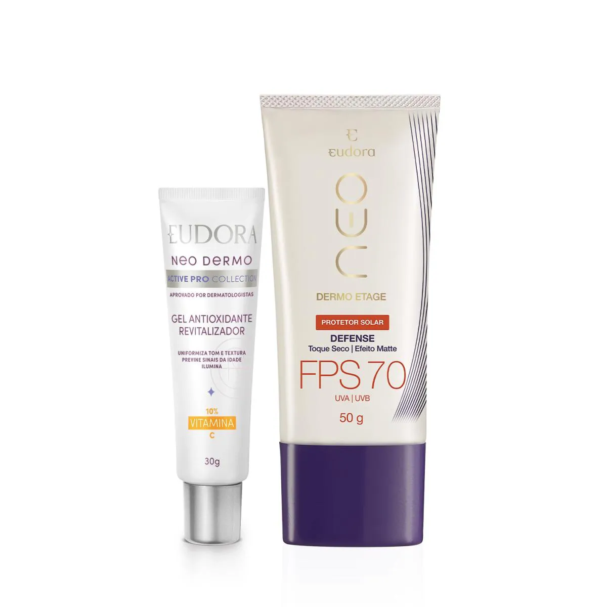 Combo Neo Dermo: Gel Antioxidante Revitalizador 10% Vitamina C + Protetor Solar Facial Fps 70 50G