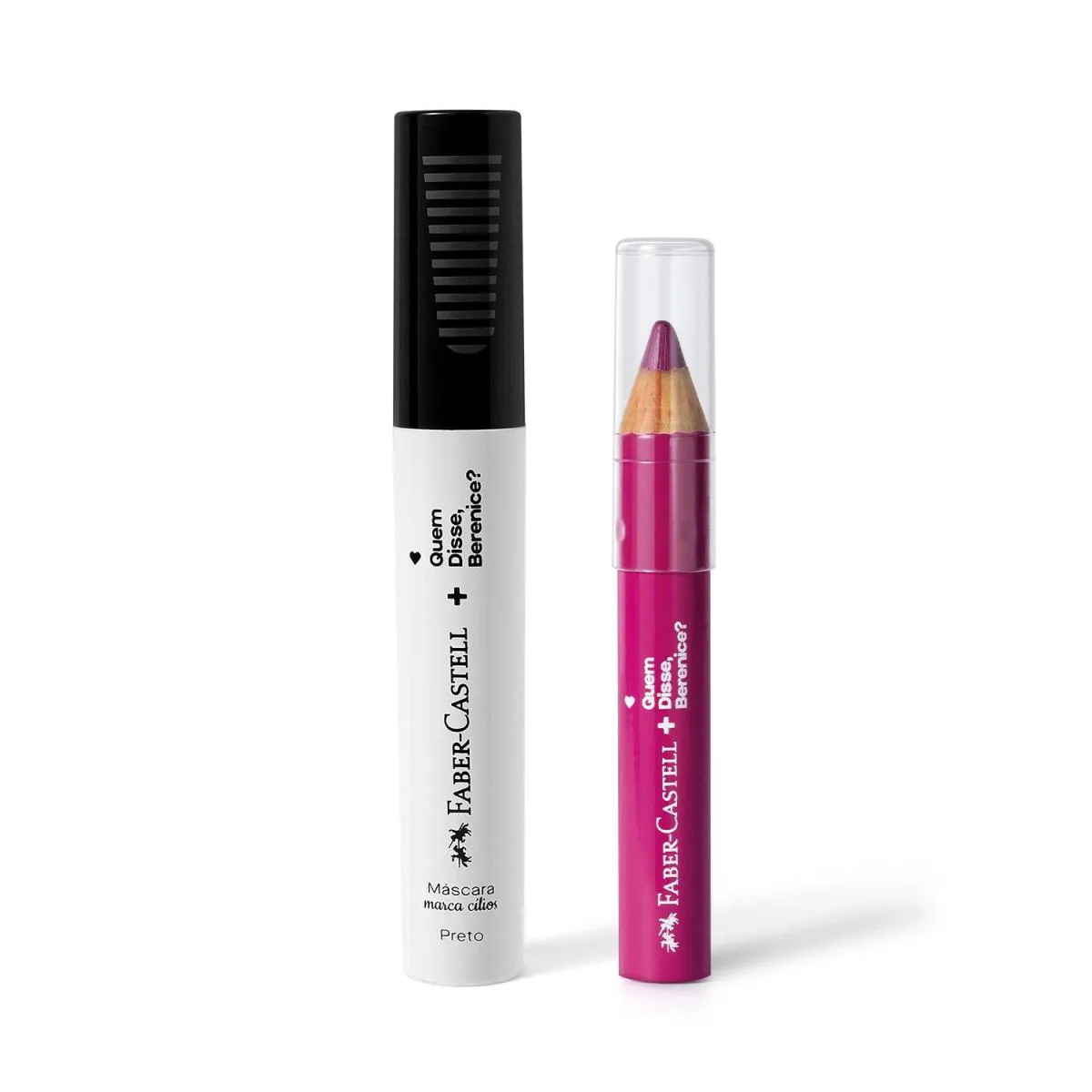 Combo Qdb E Faber-Castell: Lápis Jumbo 3 Em 1 Rosa 1,2G + Máscara Marca Cílios Preto 8Ml