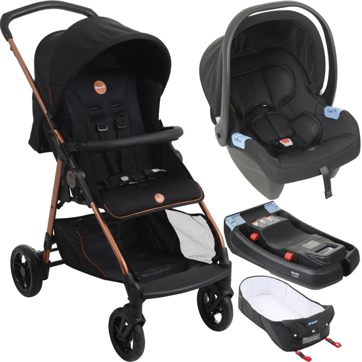 CARRINHO DE BEBE BEBE CONFORTO BASE MOISES BURIGOTTO LUI COBRE