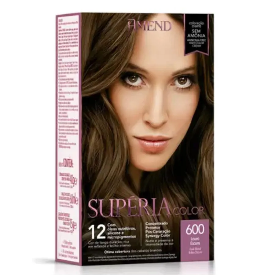 Coloração Creme Sem Amônia Supéria Color 600 Louro Escuro - Amend