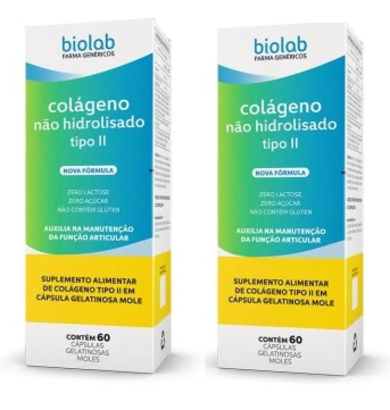 KIT 2 COLáGENO NãO HIDROLISADO TIPO II 60 CáPSULAS - BIOLAB