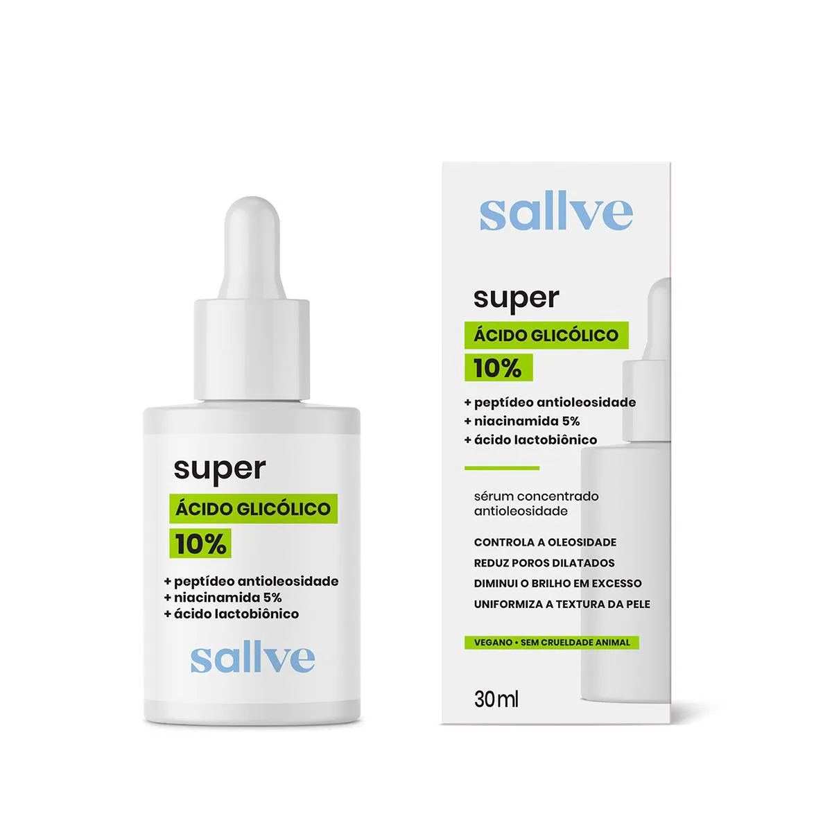 Sérum Facial Super Ácido Glicólico 10% Sallve 30ml