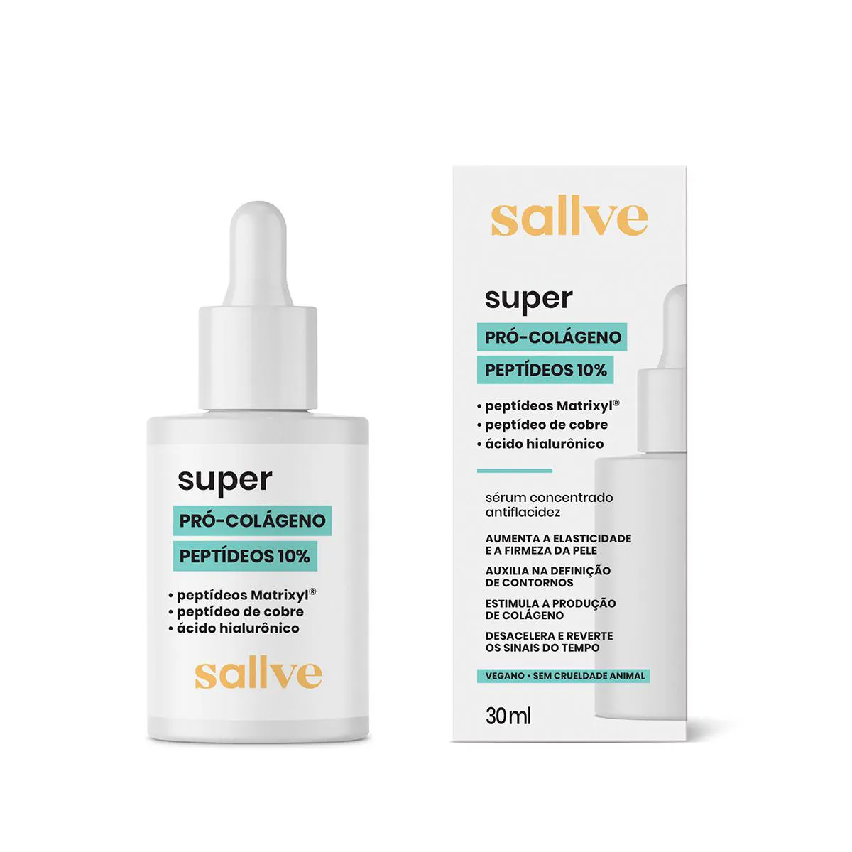 Sérum Facial Super Pró-Colágeno Peptídeos 10% Sallve 30ml