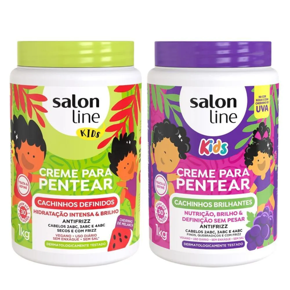 KIT CREME PARA PENTEAR SALON LINE KIDS MELANCIA + UVA 1KG