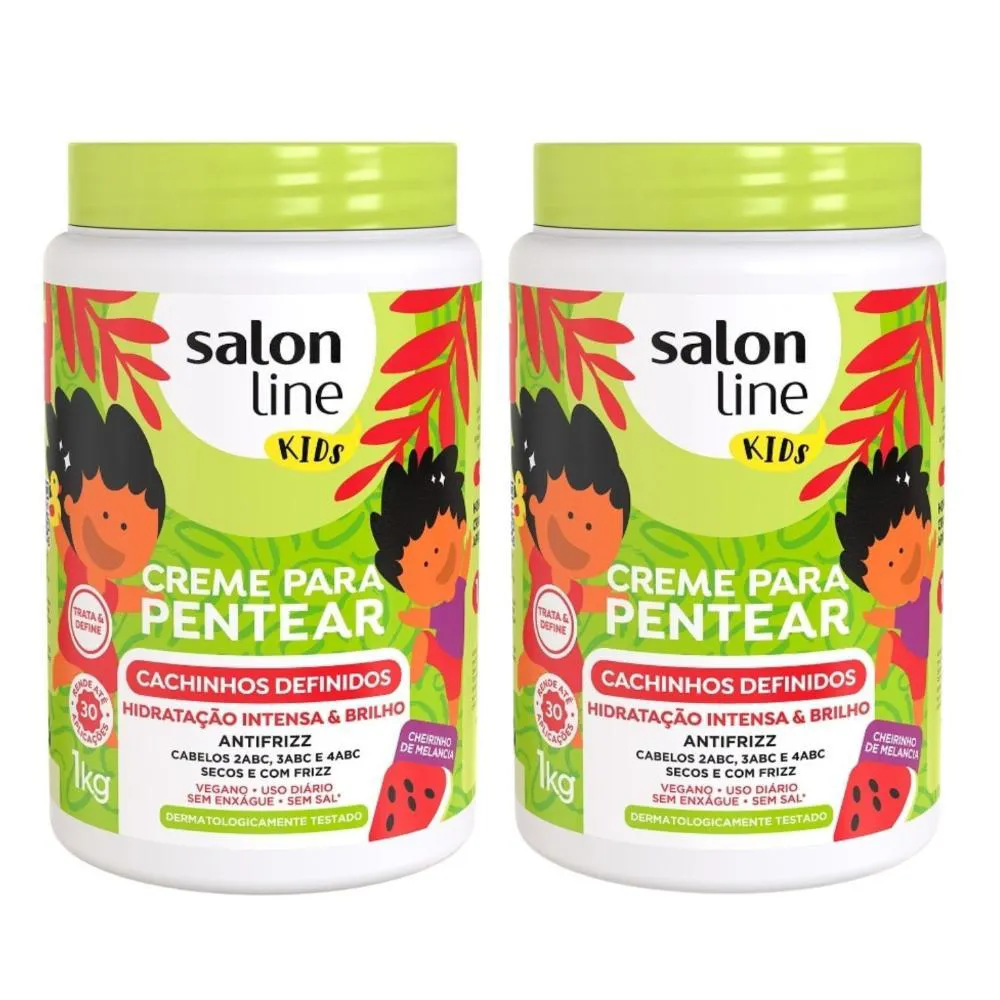 KIT CREME SALON LINE KIDS CACHINHOS DEFINIDOS 1KG COM 2