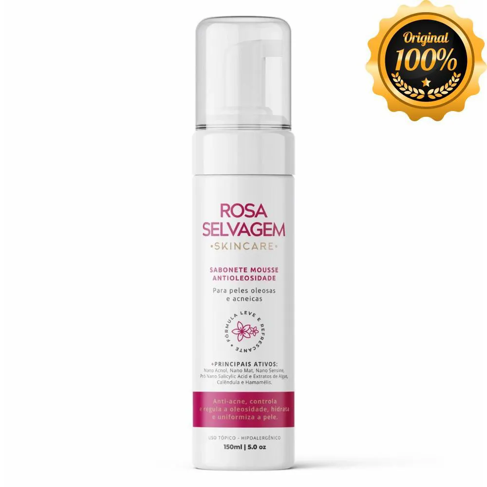 ESPUMA LIMPEZA ANTIOLEOSIDADE E ANTIACNE ROSA SELVAGEM 150ML
