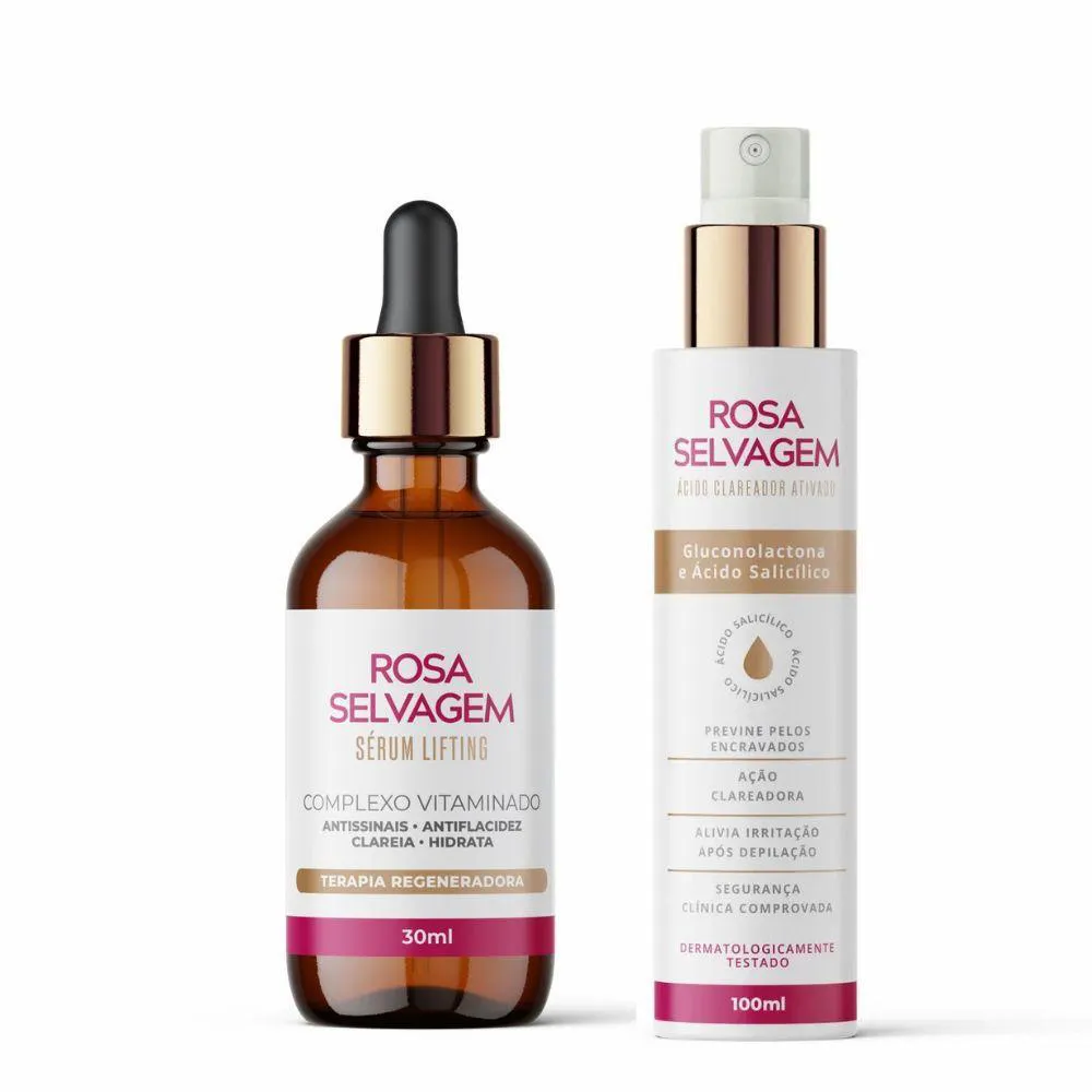 KIT SéRUM LIFTING E ÁCIDO CLAREADOR ROSA SELVAGEM