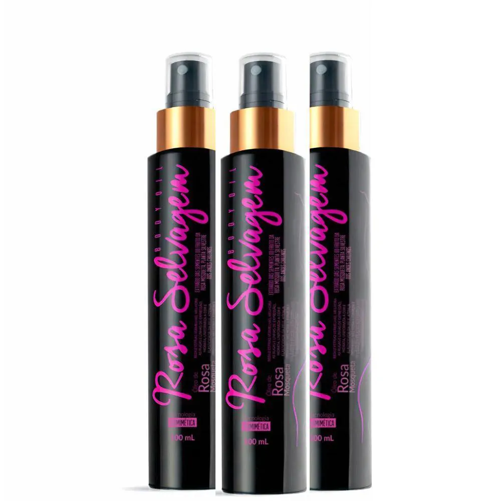 KIT 3 UN ÓLEO CORPORAL DE ROSA MOSQUETA ROSA SELVAGEM 100ML