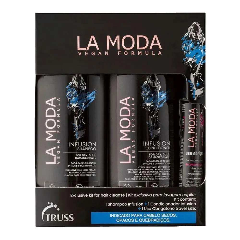 KIT TRUSS LA MODA INFUSION - SHAMPOO 300ML + CONDICIONADOR 300ML + TRAVEL SIZE 30ML