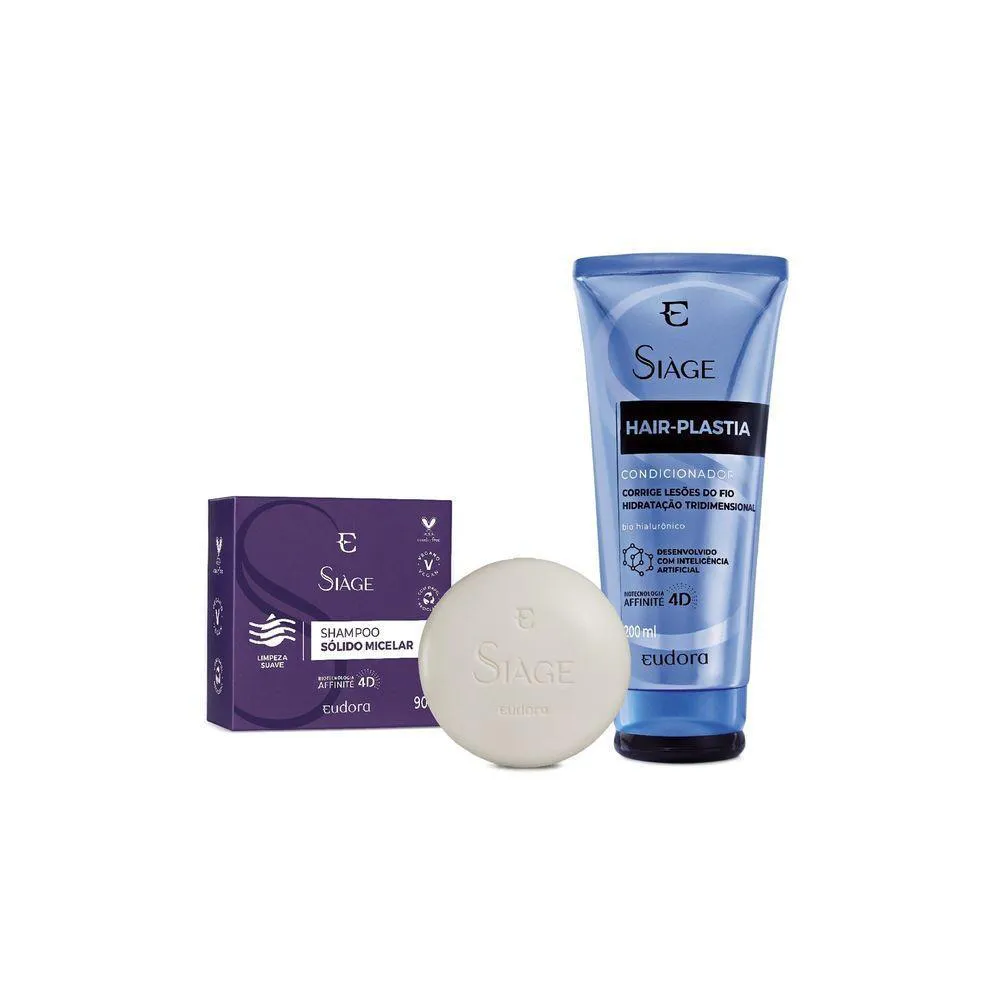 COMBO SIàGE: SHAMPOO SóLIDO MICELAR + CONDICIONADOR HAIR-PLASTIA