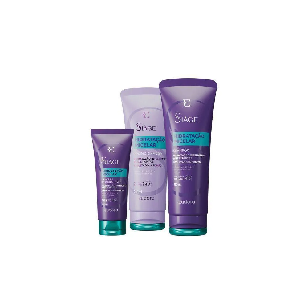 COMBO SIàGE HIDRATAçãO MICELAR: SHAMPOO 250ML + CONDICIONADOR 200ML + LEAVE-IN 100ML