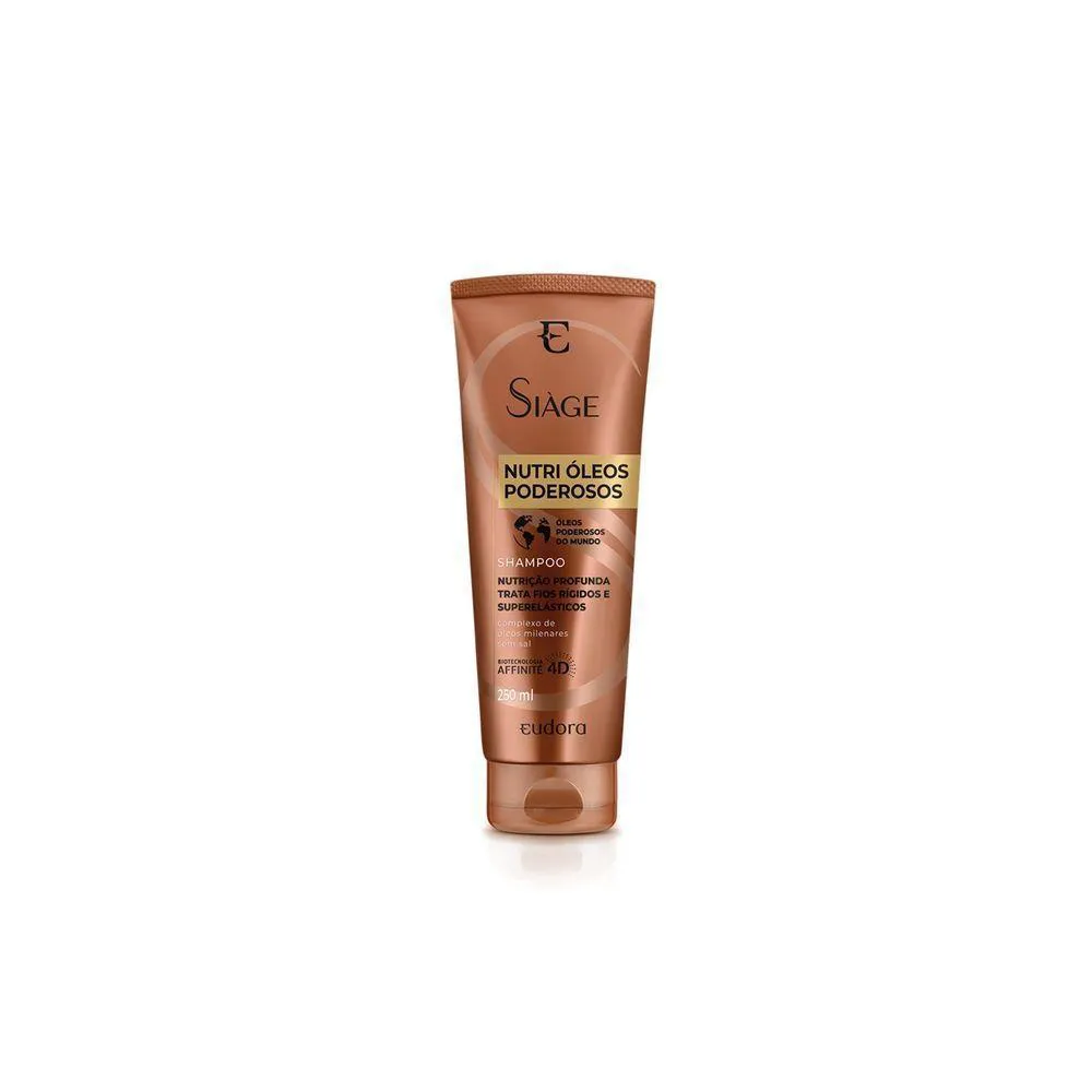 Shampoo Vegano Siàge Nutri Óleos Poderosos Nutrição Profunda 250ml