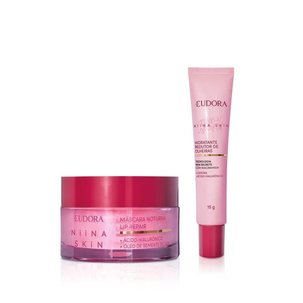 EUDORA KIT NIINA SKIN: HIDRATANTE REDUTOR DE OLHEIRAS 15G + MáSCARA NOTURNA REPAIR 9G