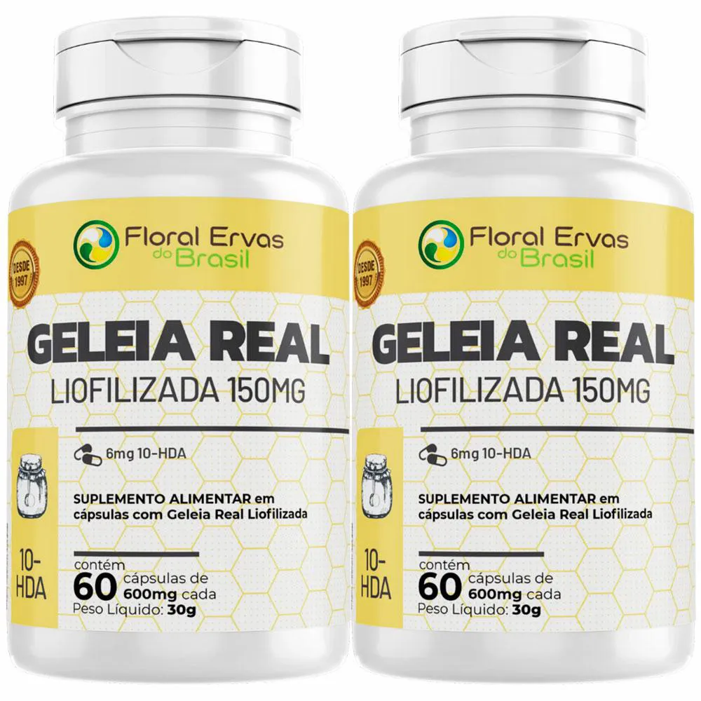 KIT 2X GELEIA REAL LIOLIZADA (10-HDA) - (60 CAPSULAS CADA) - FLORAL ERVAS DO BRASIL