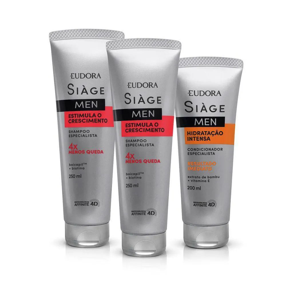 COMBO SIàGE MEN: SHAMPOO ESTIMULA O CRESCIMENTO 2X250ML + CONDICIONADOR 200ML