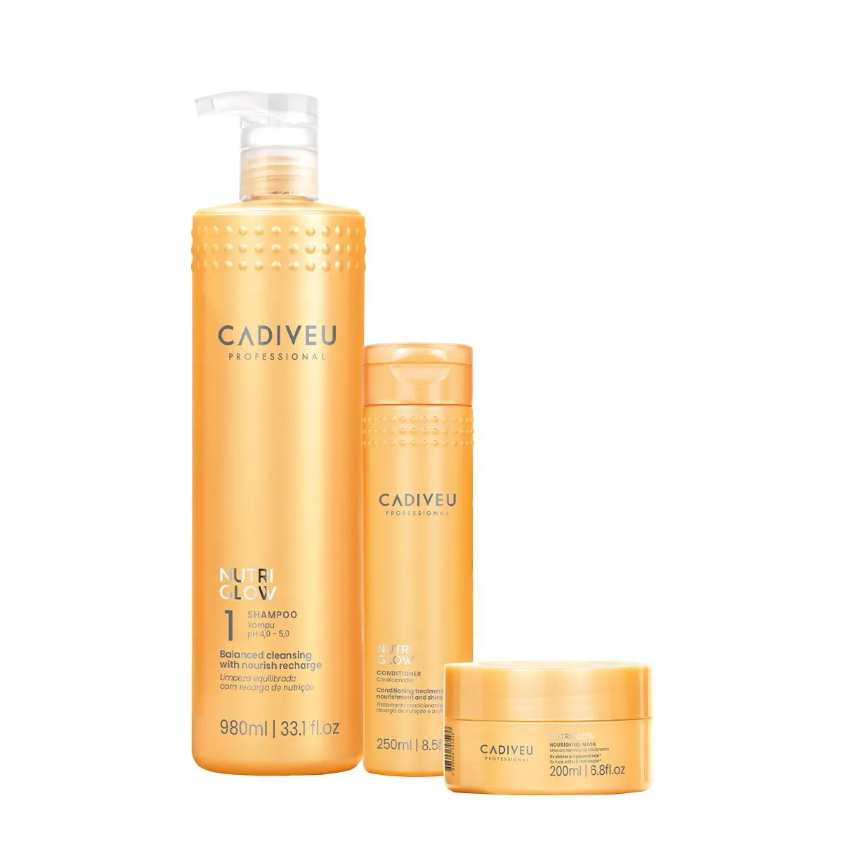 KIT CADIVEU PROFESSIONAL NUTRI GLOW SHAMPOO G CONDICIONADOR E MáSCARA P (3 PRODUTOS)