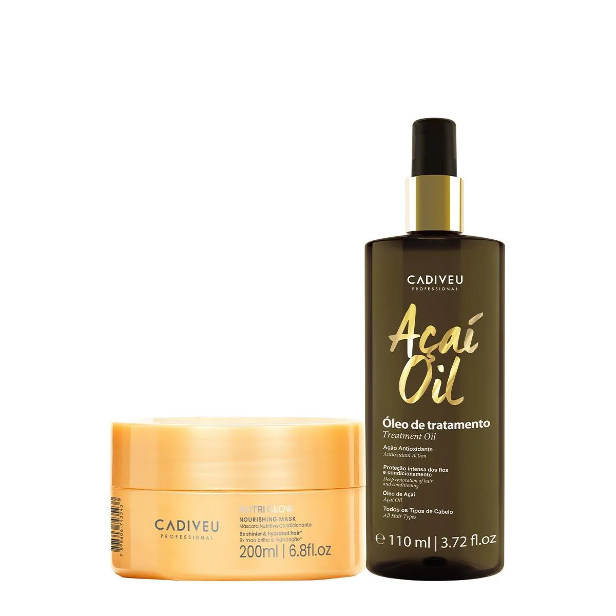 KIT CADIVEU PROFESSIONAL NUTRI GLOW MáSCARA E AçAí OIL 110 (2 PRODUTOS)