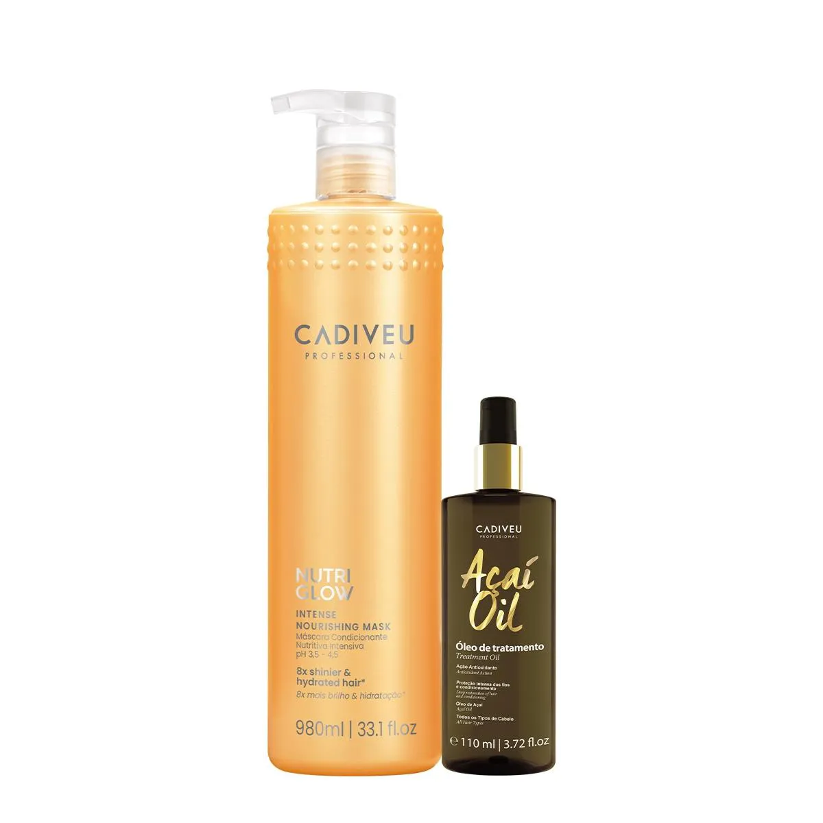 KIT CADIVEU PROFESSIONAL NUTRI GLOW MáSCARA G E AçAí OIL 110 (2 PRODUTOS)