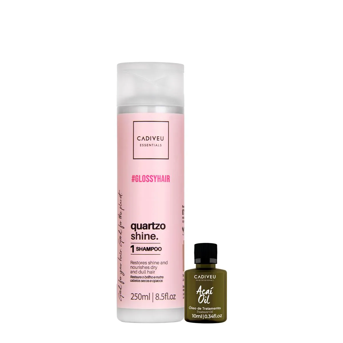 KIT CADIVEU PROFESSIONAL ESSENTIALS QUARTZO SHINE SHAMPOO E AçAí OIL (2 PRODUTOS)