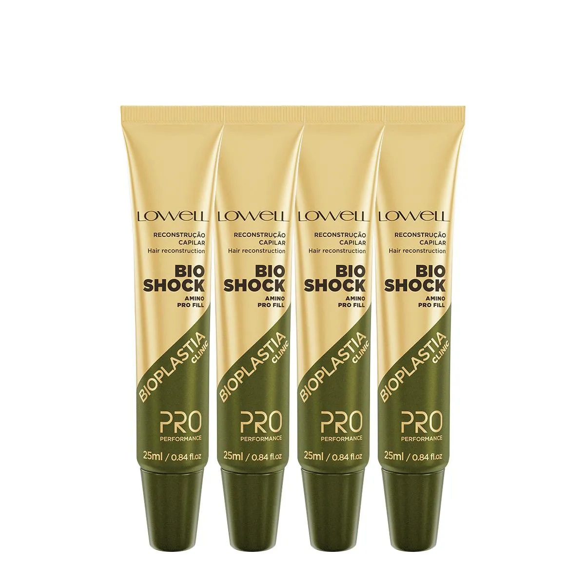 KIT LOWELL BIOPLASTIA CLINIC BIO SHOCK TRATAMENTO RECONSTRUTOR 25ML (4 UNIDADES)