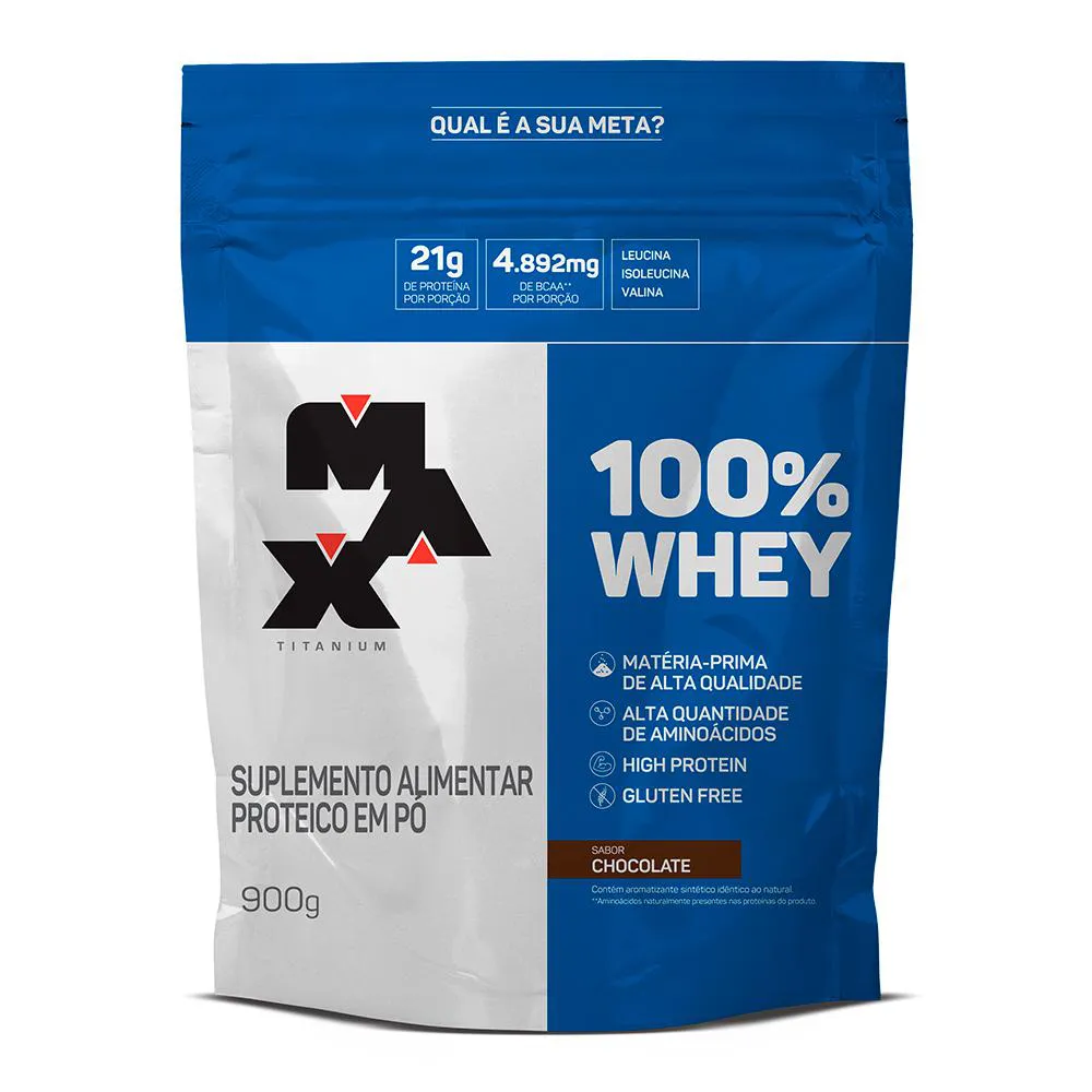 100% WHEY PROTEIN REFIL 900G SABOR CHOCOLATE - MAX TITANIUM