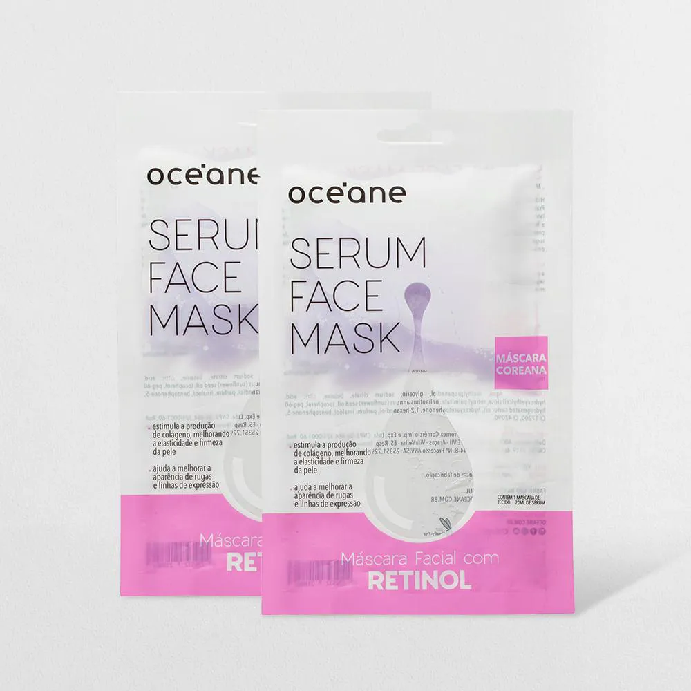 KIT MáSCARA FACIAL COM RETINOL - SERUM FACE MASK 20ML (2 PRODUTOS)
