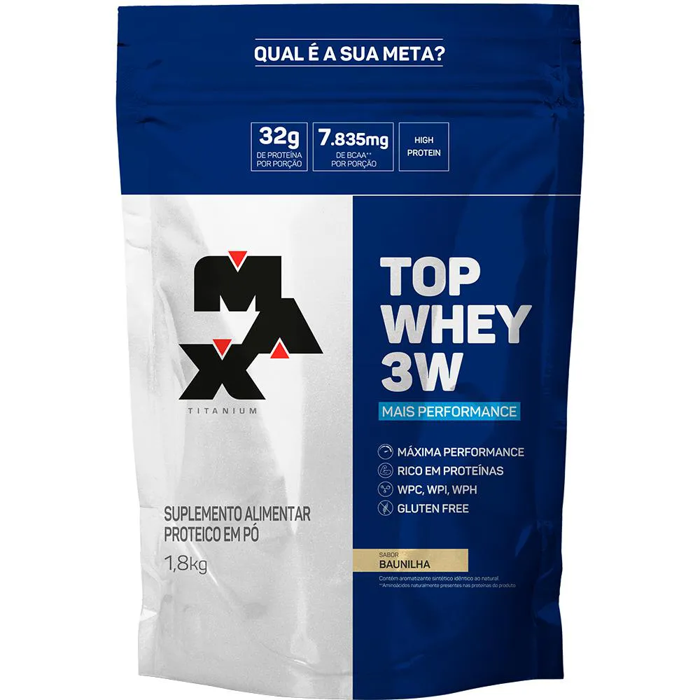 TOP WHEY 3W + PERFORMANCE REFIL 1,8KG BAUNILHA