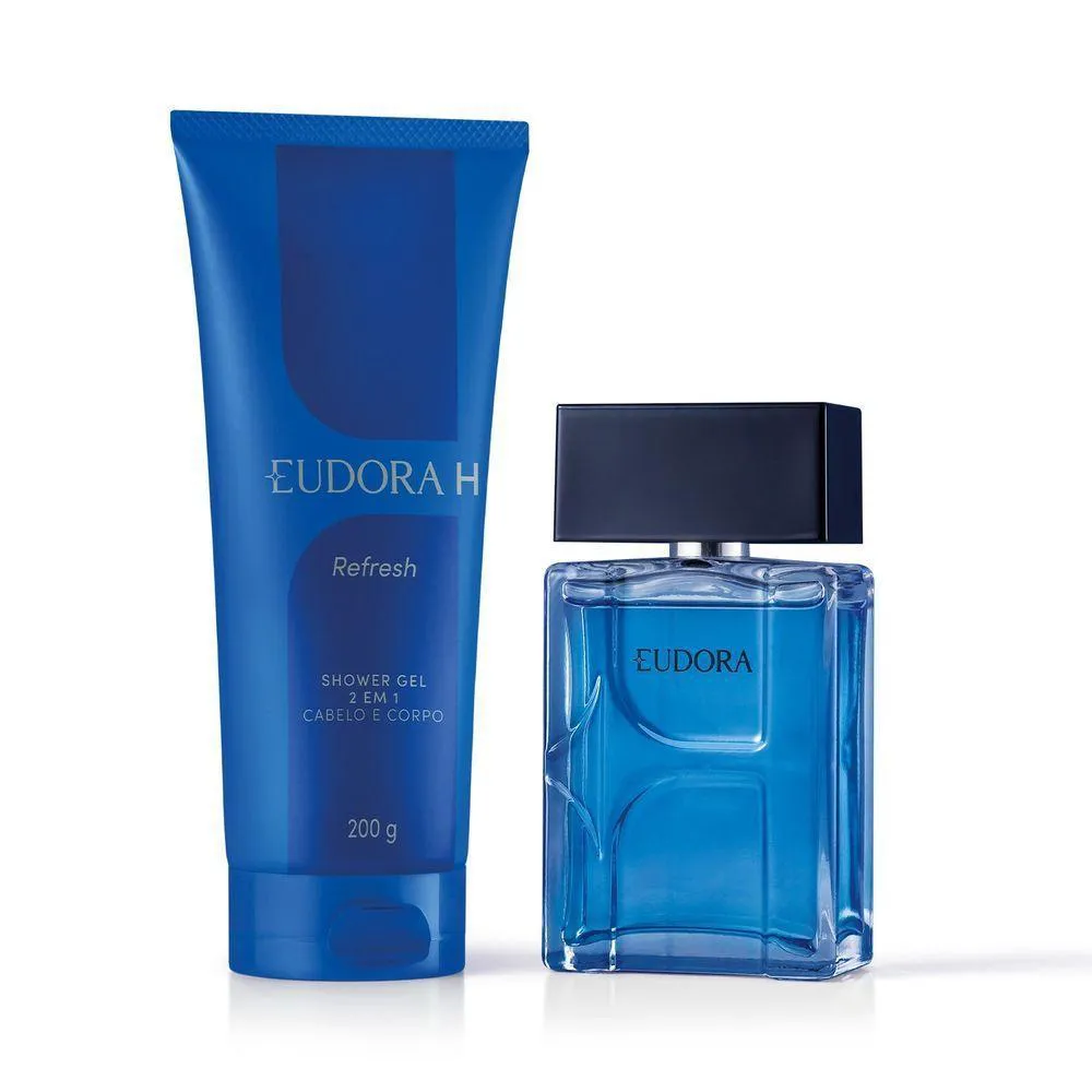 Kit Eudora H Refresh Masculino Desodorante Corporal Spray 100ml + Shower Gel 2 em 1 200g
