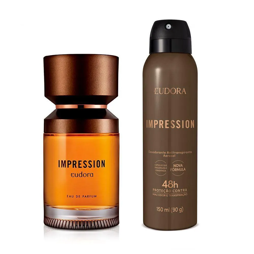 Kit Eudora Impression Feminino Desodorante Antitranspirante Aerosol 48h 150ml + Eua de Parfum 100ml