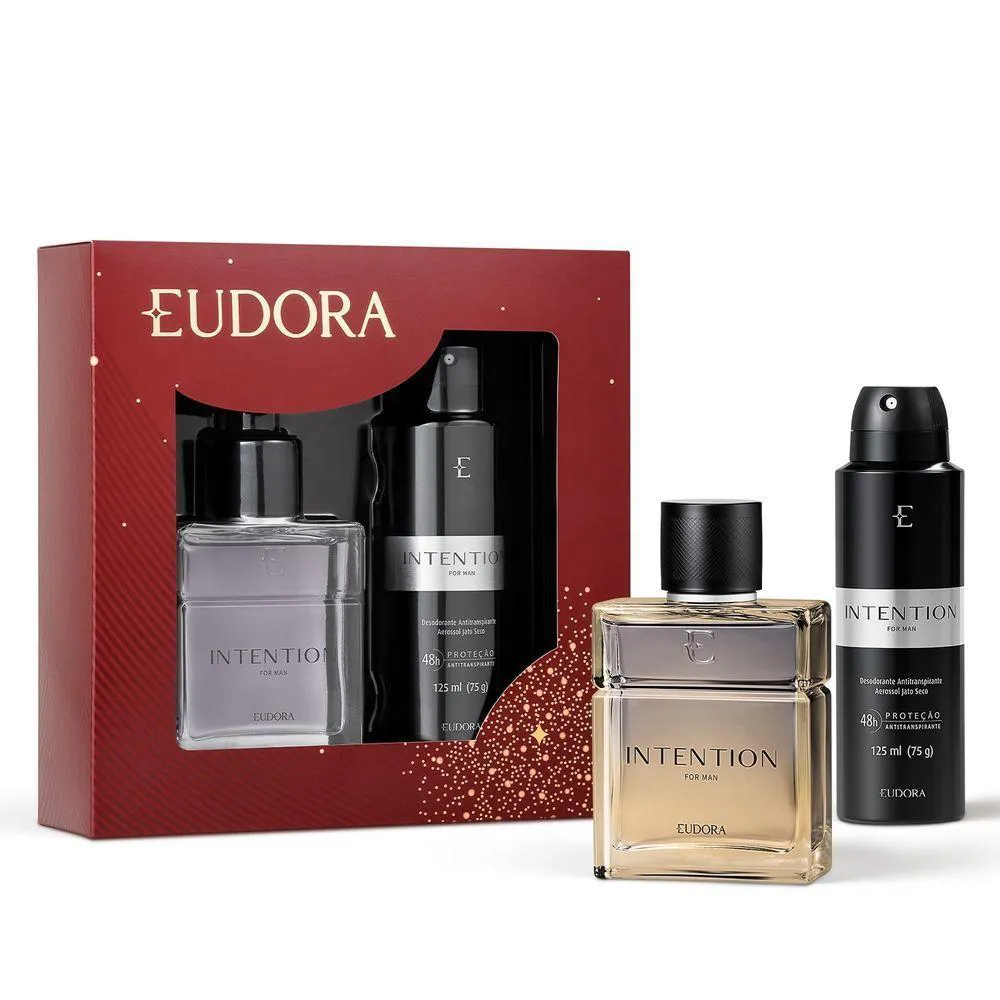 Kit Eudora Intention For Man Desodorante Corporal Spray 100ml + Desodorante Antitranspirante Aerosol 48h 125ml