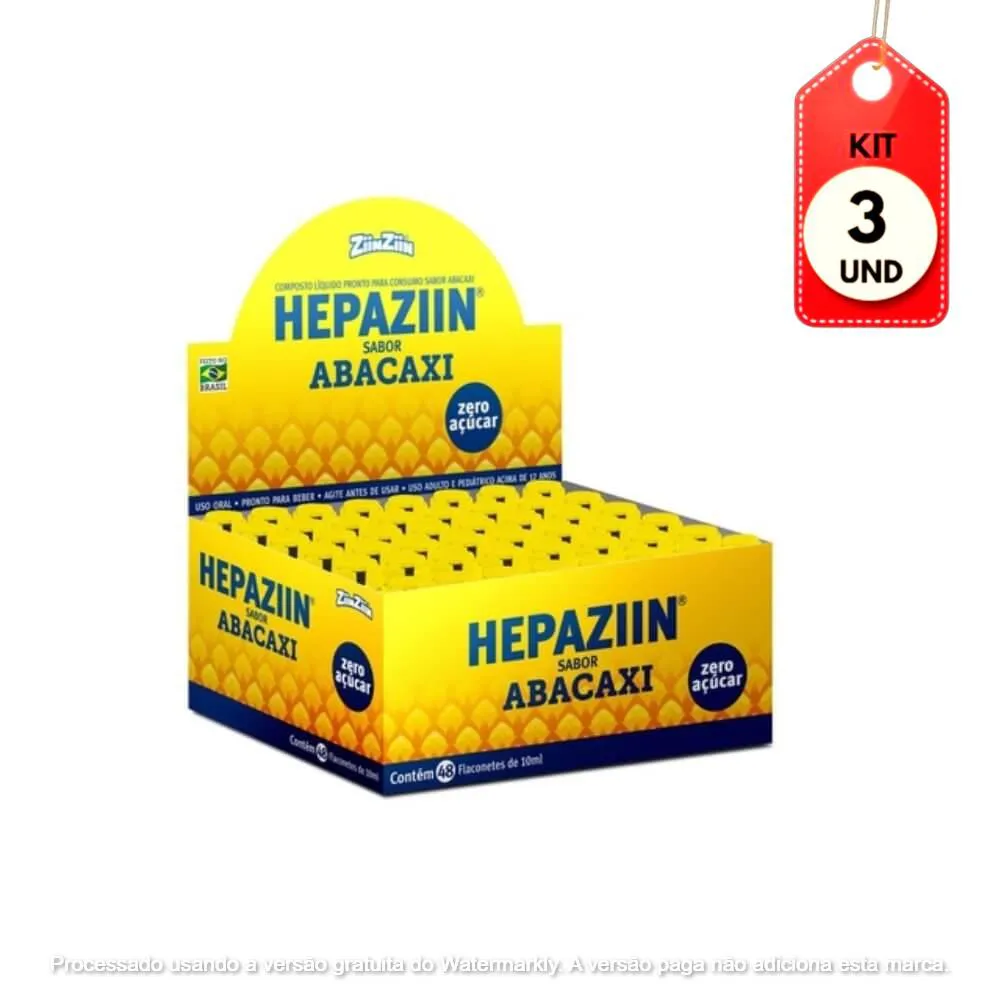 Kit C/03 Ziin Ziin Hepazin Abacaxi Zero Açúcar 48X10Ml