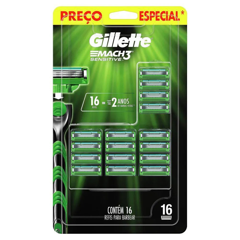 Carga Gillette Mach3 Sensitive Com 16 Unidades