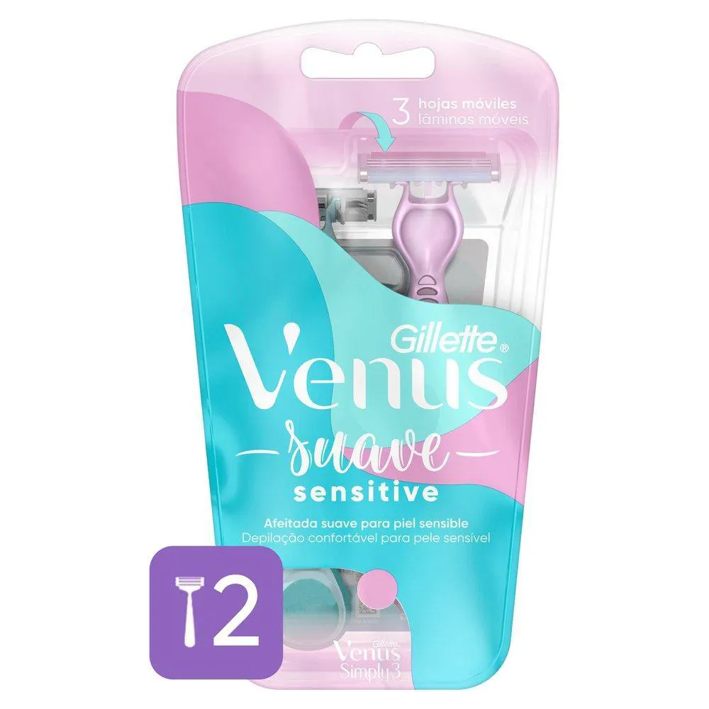 Aparelho De Depilar Gillette Venus Suave Sensitive 2 Unidades