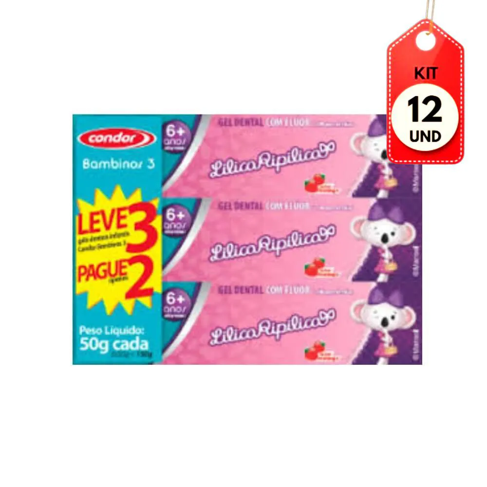 Kit C/12 Condor Lilica Ripilica Gel Dental 3X50G