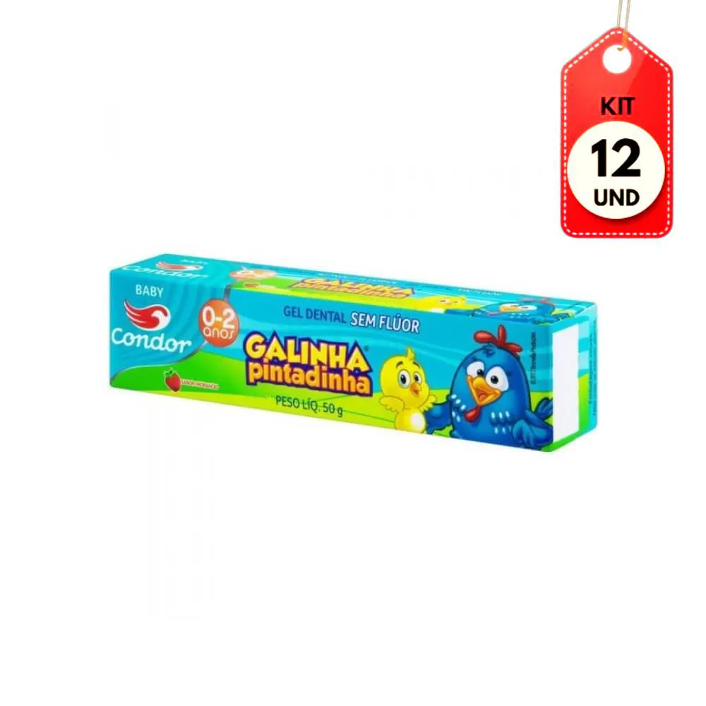 Kit C/12 Condor Tigor Gel Dental S/ Flúor + 6 Meses 50G