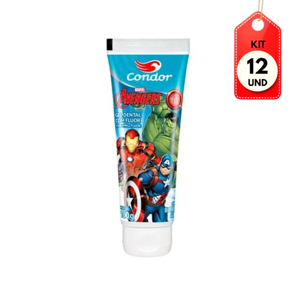KIT C/12 CONDOR AVENGERS GEL DENTAL C/ FLúOR 100G