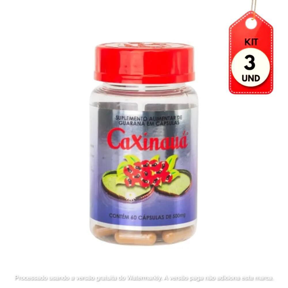 Kit C/03 Caxinauá Guaraná C/60 Cápsulas 500Mg
