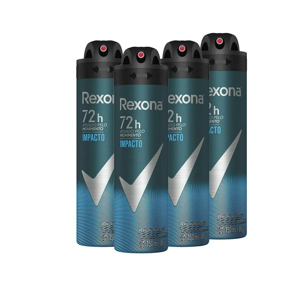 Kit Desodorante Antitranspirante Aerosol Rexona Motionsense Men Impacto 150Ml 4 Unidades