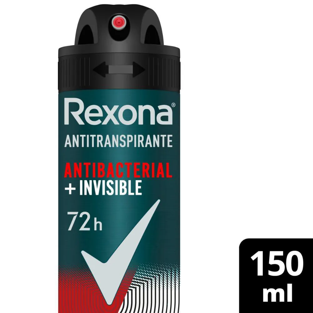 Desodorante Antitranspirante Rexona Men Antibacterial + Invisible 72H 150Ml