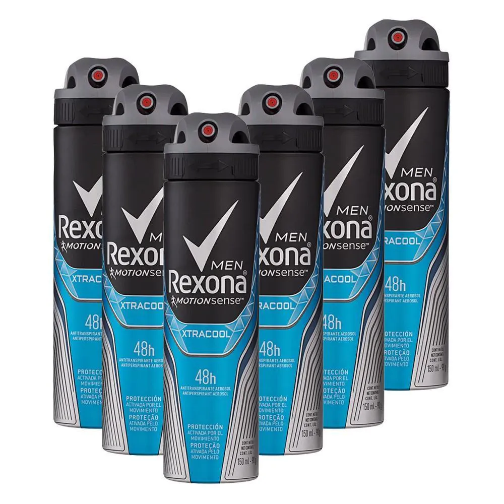 Kit Desodorante Antitranspirante Aerosol Rexona Men Xtra Cool 150Ml 6 Unidades