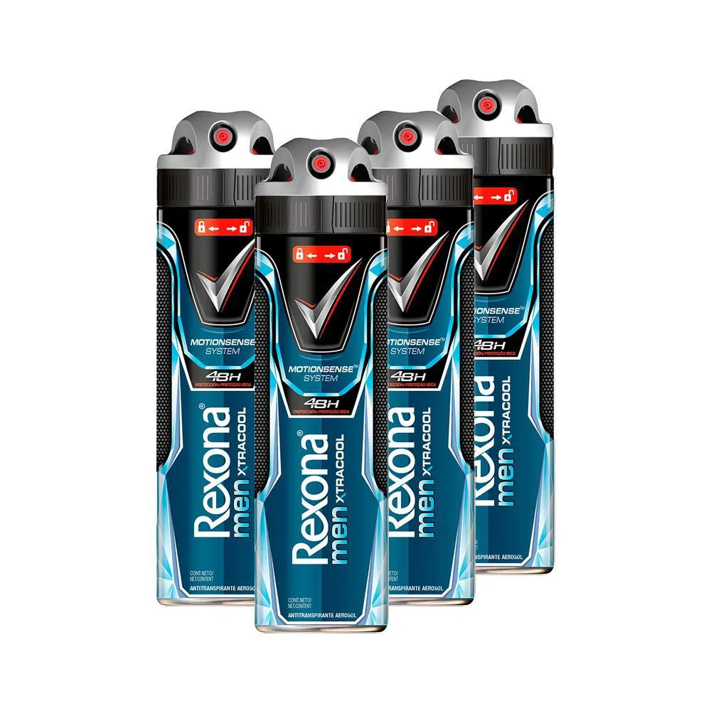 Kit Desodorante Antitranspirante Aerosol Rexona Men Xtra Cool 150Ml 4 Unidades