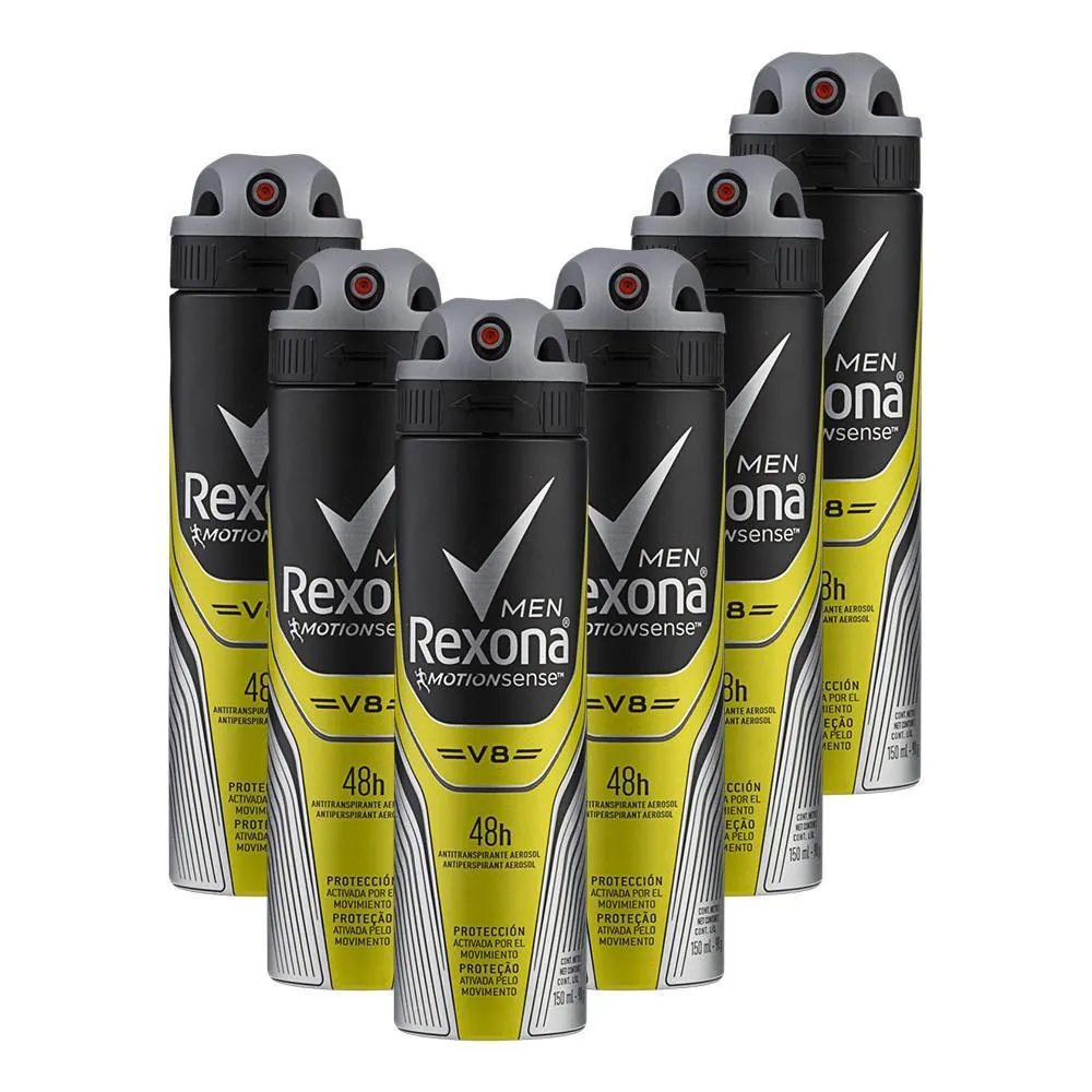 Kit Desodorante Antitranspirante Aerosol Rexona Men V8 150Ml 6 Unidades