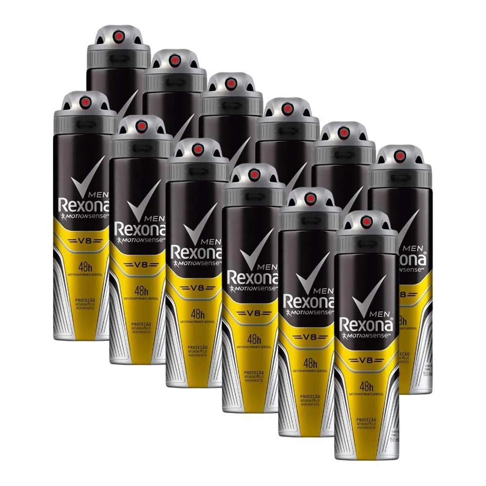 Kit Desodorante Antitranspirante Aerosol Rexona Men V8 150Ml 12 Unidades