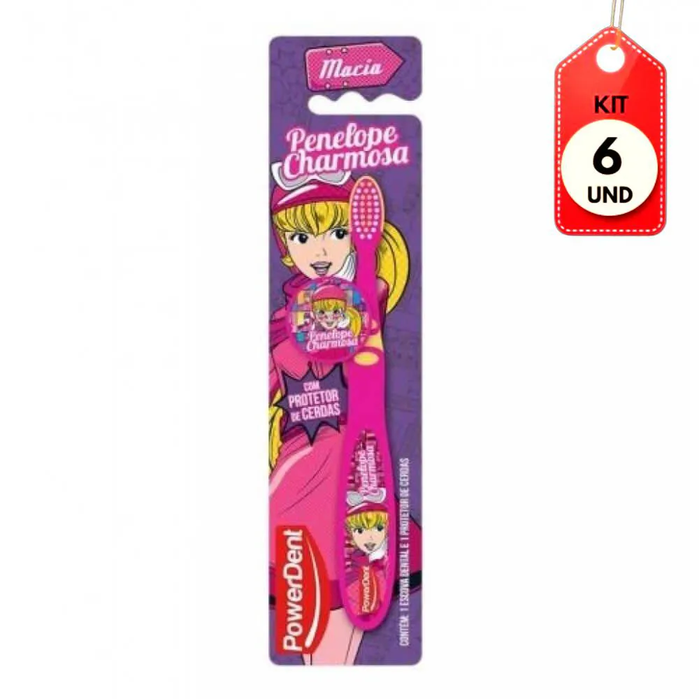 KIT C/06 POWERDENT PENéLOPE TEEN C/ PROTETOR ESCOVA MACIA