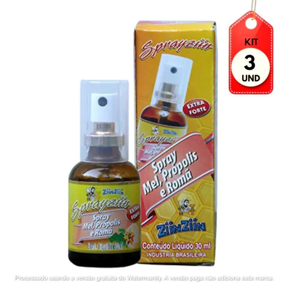 Kit C/03 Ziin Ziin Spray Bucal Romã C/ Própolis 30Ml