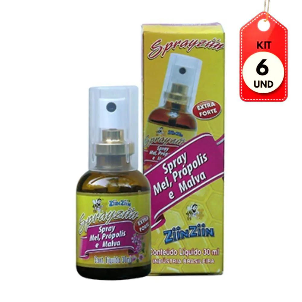 Kit C/06 Ziin Ziin Spray Bucal Malva C/ Própolis 30Ml