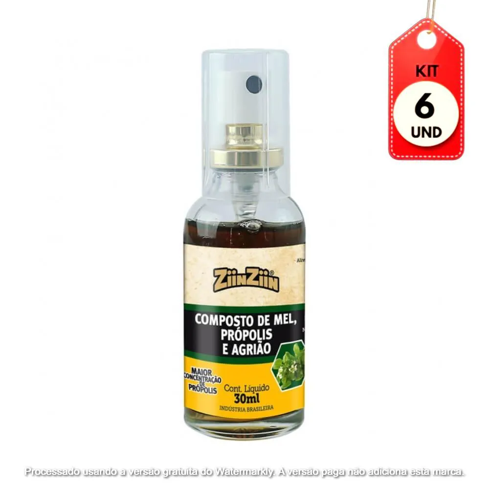 Kit C/06 Ziin Ziin Spray Bucal Agrião C/ Própolis